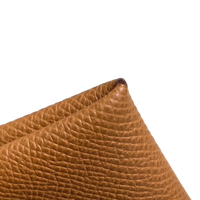 HERMES 愛馬仕 Calvi EPSOM 普皮 卡片夾 棕色 銀釦-11