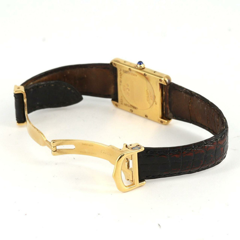 卡地亞 Must Tank Date LM W1014154 銀色石英錶-6