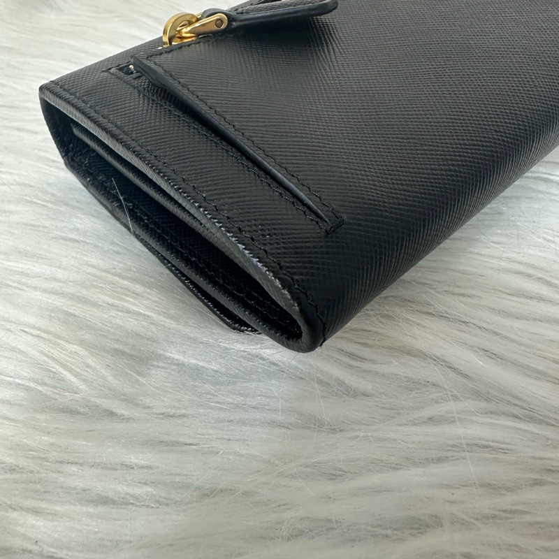 Prada 1MH132 黑色牛皮金釦長夾-5