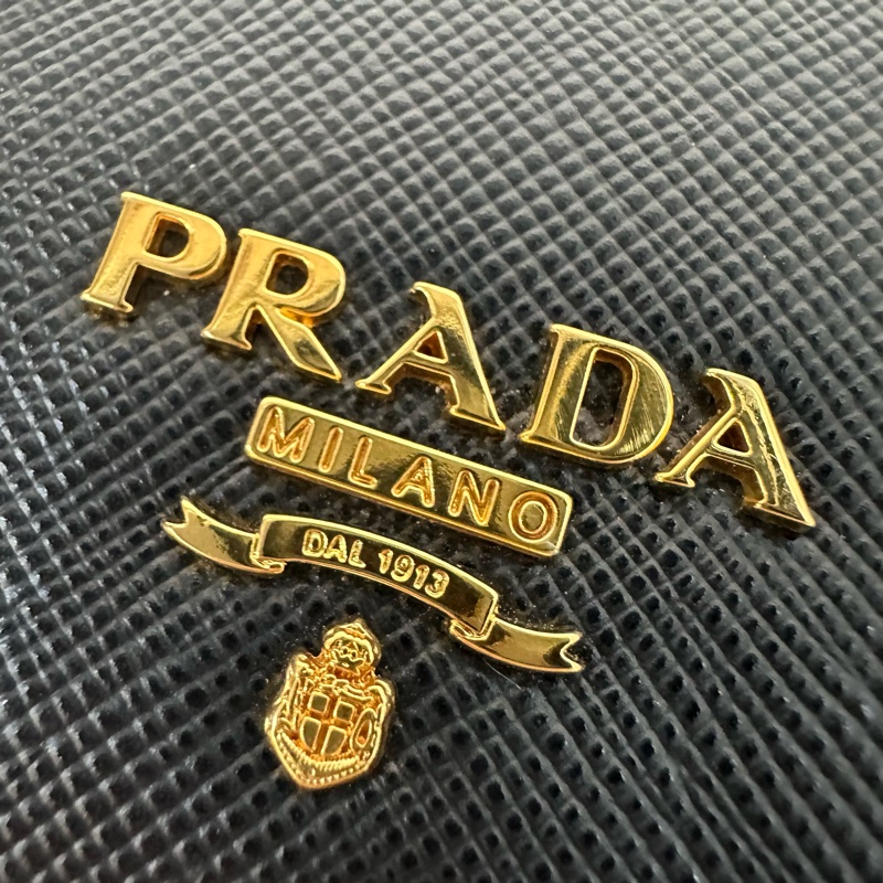 Prada 1MH132 黑色牛皮金釦長夾-12