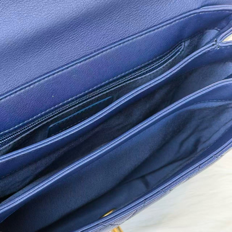 Chanel風琴信封袋 海軍藍配金扣💙💛-4