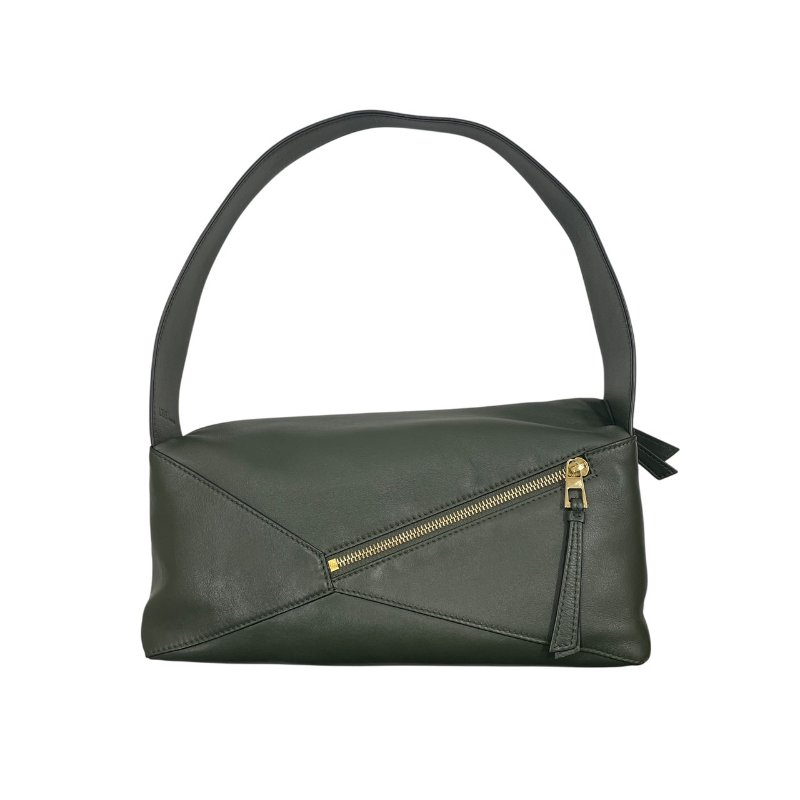 LOEWE 羅威 PUZZLE HOBO 拼圖肩背包 皮革 墨綠色 金釦-1