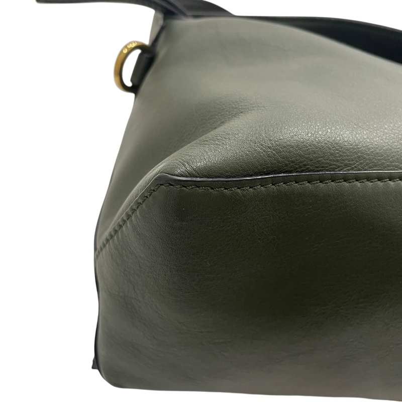 LOEWE 羅威 PUZZLE HOBO 拼圖肩背包 皮革 墨綠色 金釦-5