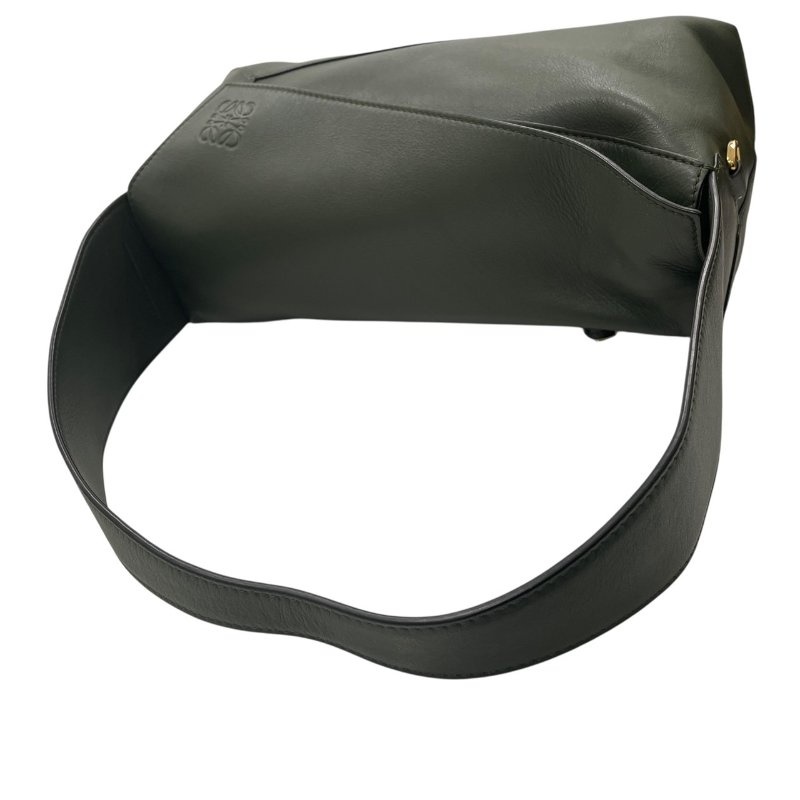 LOEWE 羅威 PUZZLE HOBO 拼圖肩背包 皮革 墨綠色 金釦-9