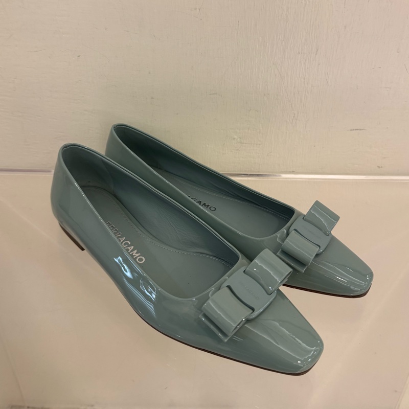 Ferragamo 藍綠蝴蝶結娃娃鞋 6號😻😻-1