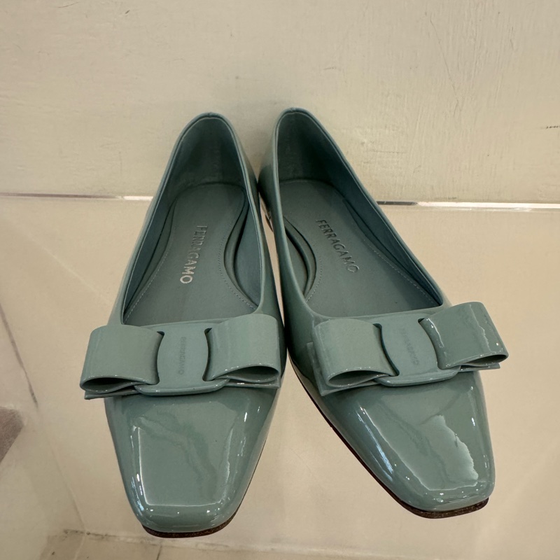 Ferragamo 藍綠蝴蝶結娃娃鞋 6號😻😻-2