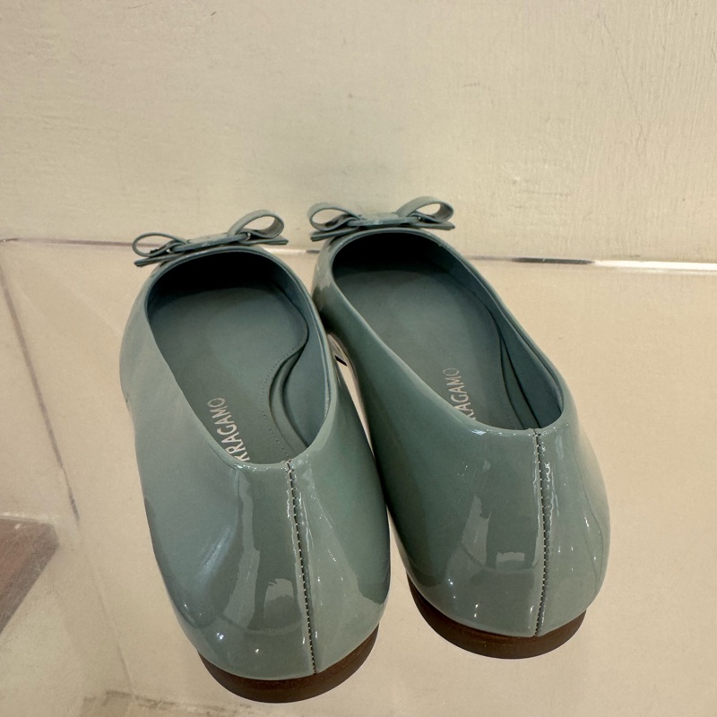 Ferragamo 藍綠蝴蝶結娃娃鞋 6號😻😻-3