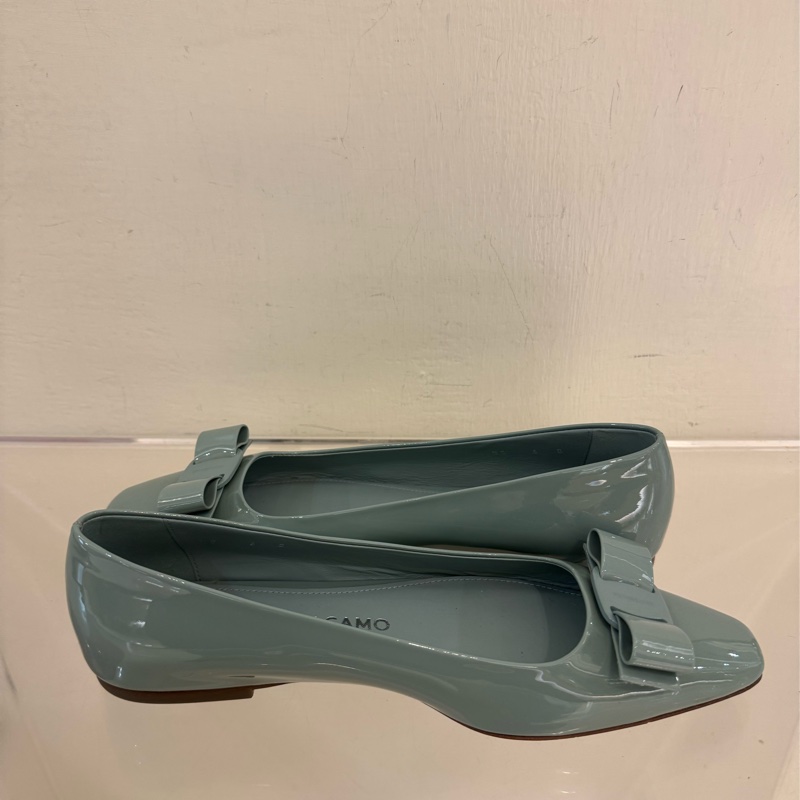 Ferragamo 藍綠蝴蝶結娃娃鞋 6號😻😻-6