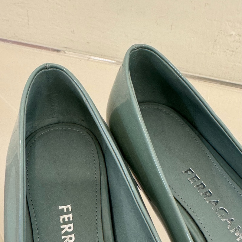 Ferragamo 藍綠蝴蝶結娃娃鞋 6號😻😻-8