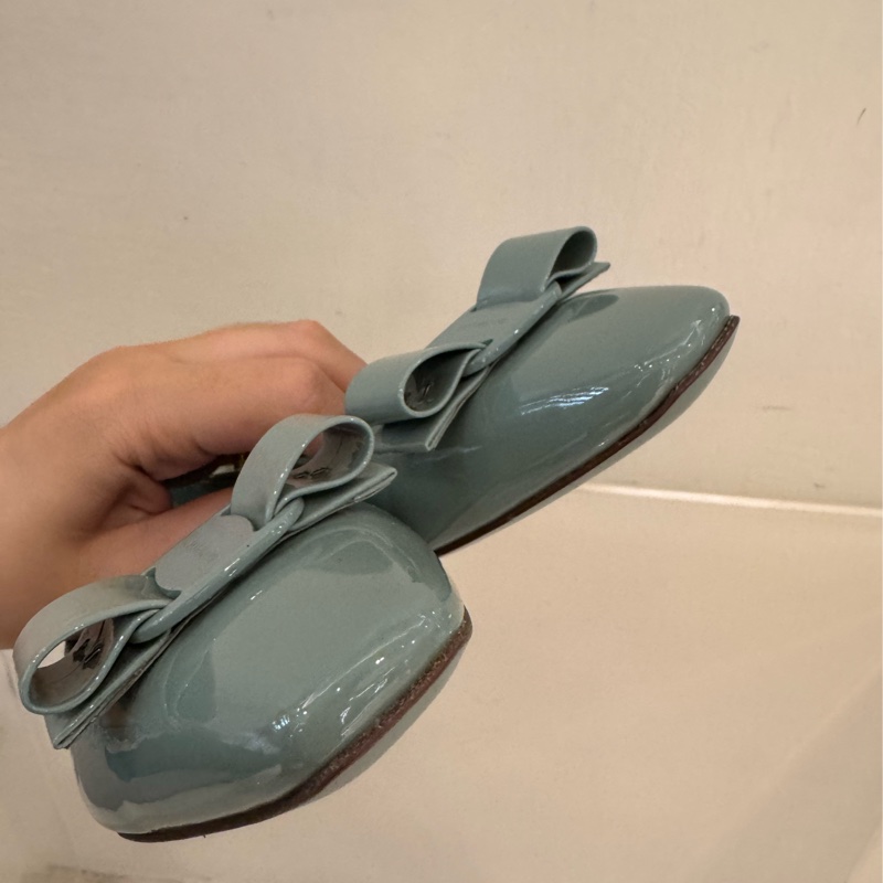 Ferragamo 藍綠蝴蝶結娃娃鞋 6號😻😻-10