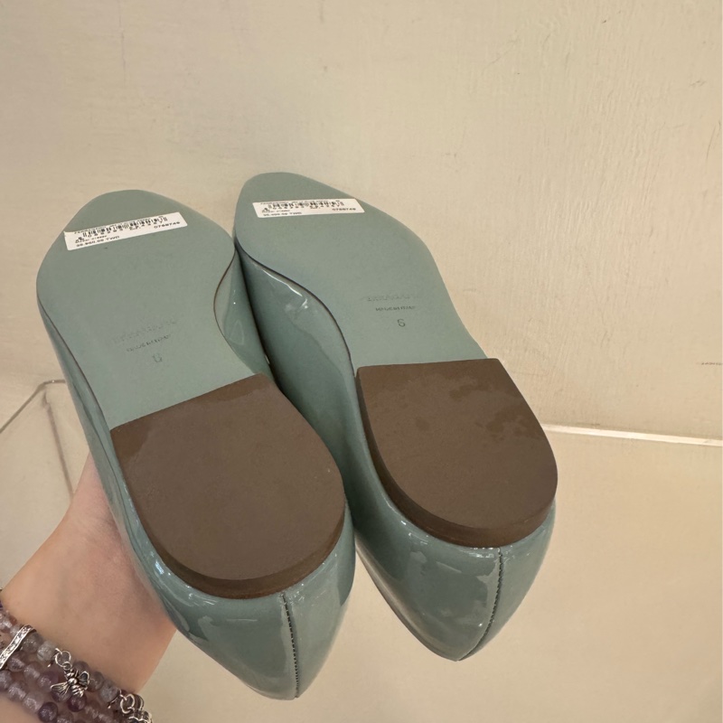 Ferragamo 藍綠蝴蝶結娃娃鞋 6號😻😻-12