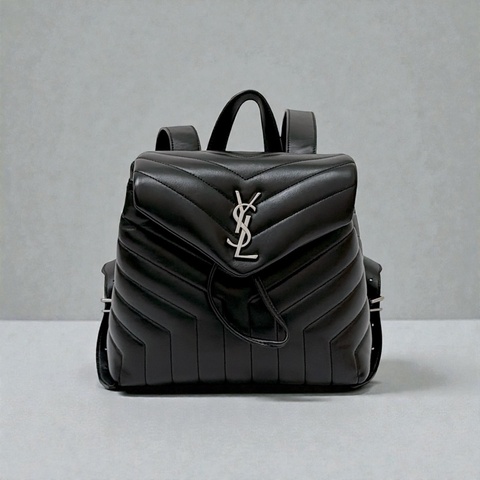 莉亞精品♡ Ysl Loulou 黑銀後背包 二手美包