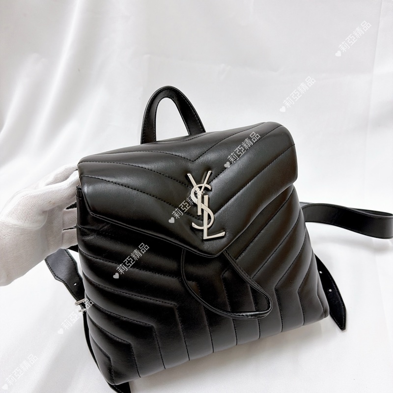 莉亞精品♡ Ysl Loulou 黑銀後背包 二手美包-2