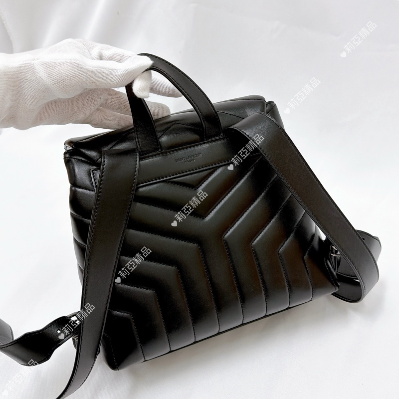 莉亞精品♡ Ysl Loulou 黑銀後背包 二手美包-3