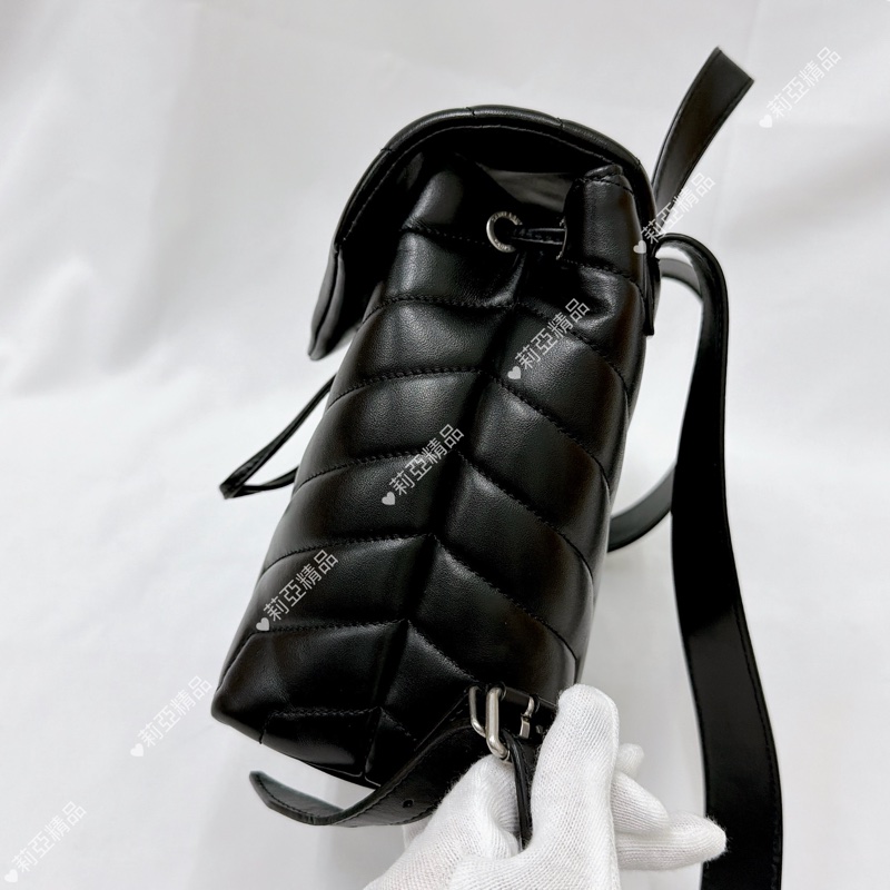 莉亞精品♡ Ysl Loulou 黑銀後背包 二手美包-4