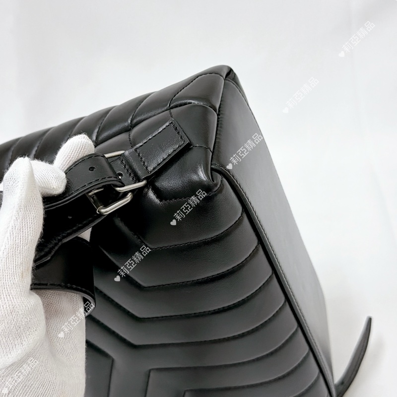 莉亞精品♡ Ysl Loulou 黑銀後背包 二手美包-9