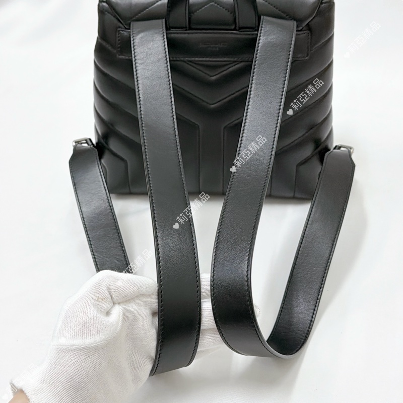 莉亞精品♡ Ysl Loulou 黑銀後背包 二手美包-11