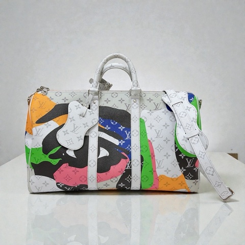 莉亞精品♡ LV 白花眼睛系列旅行袋 45cm 近新美包