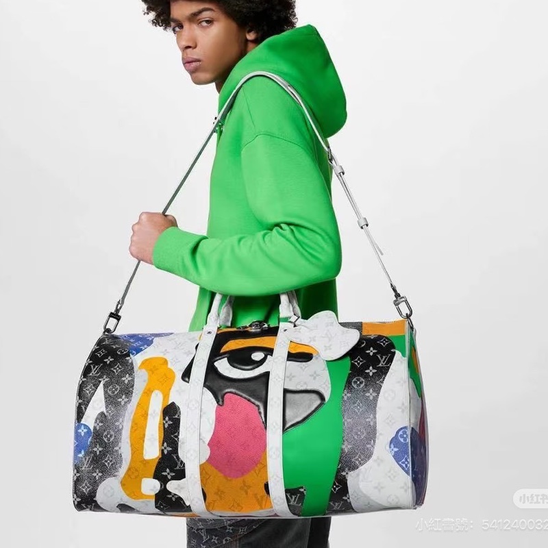 莉亞精品♡ LV 白花眼睛系列旅行袋 45cm 近新美包-1