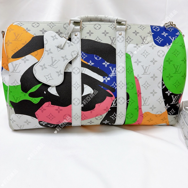 莉亞精品♡ LV 白花眼睛系列旅行袋 45cm 近新美包-2