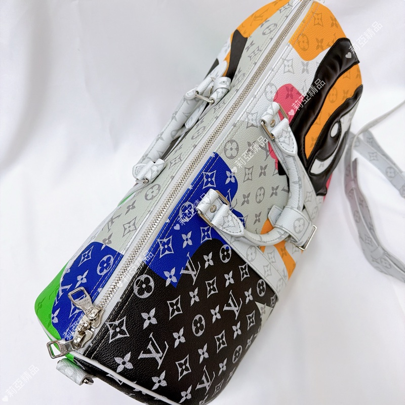 莉亞精品♡ LV 白花眼睛系列旅行袋 45cm 近新美包-4
