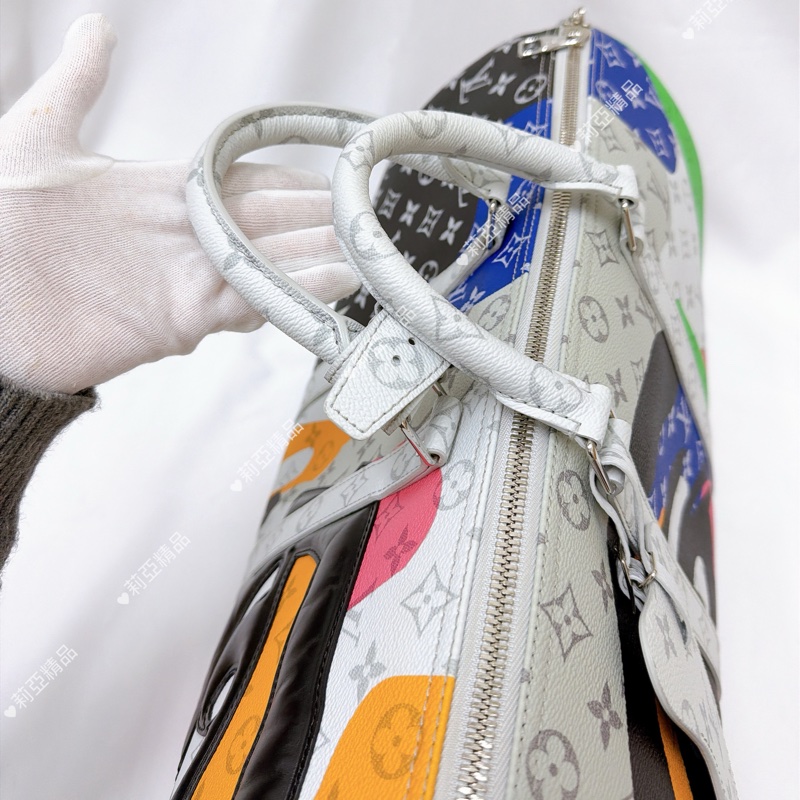 莉亞精品♡ LV 白花眼睛系列旅行袋 45cm 近新美包-8