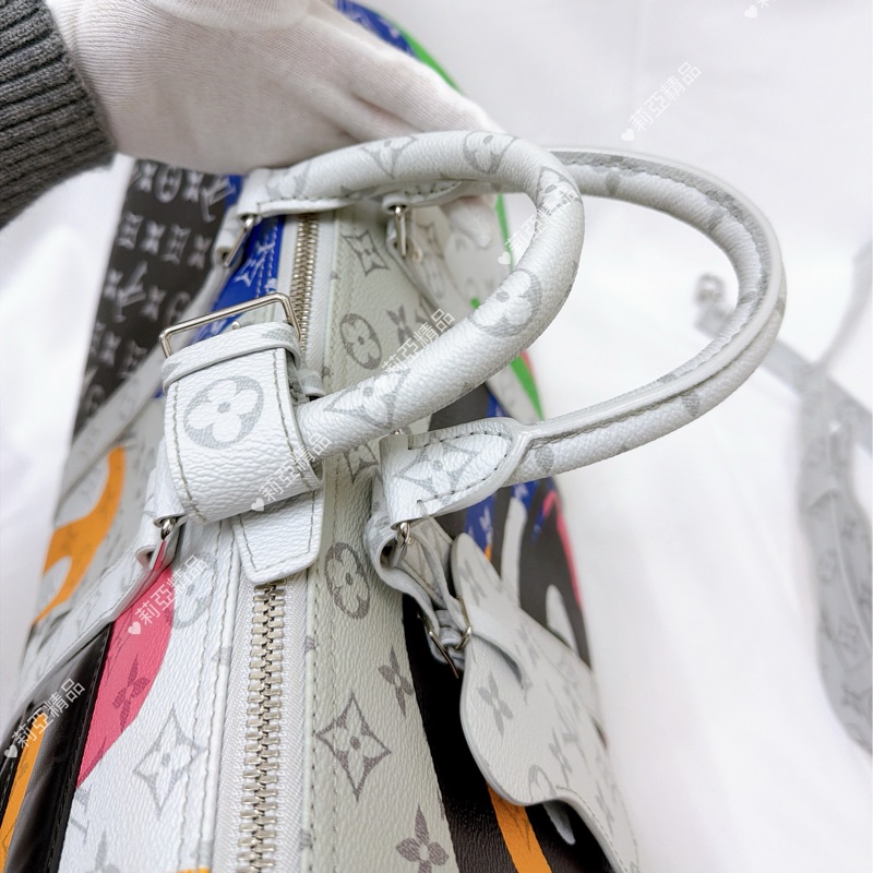 莉亞精品♡ LV 白花眼睛系列旅行袋 45cm 近新美包-9