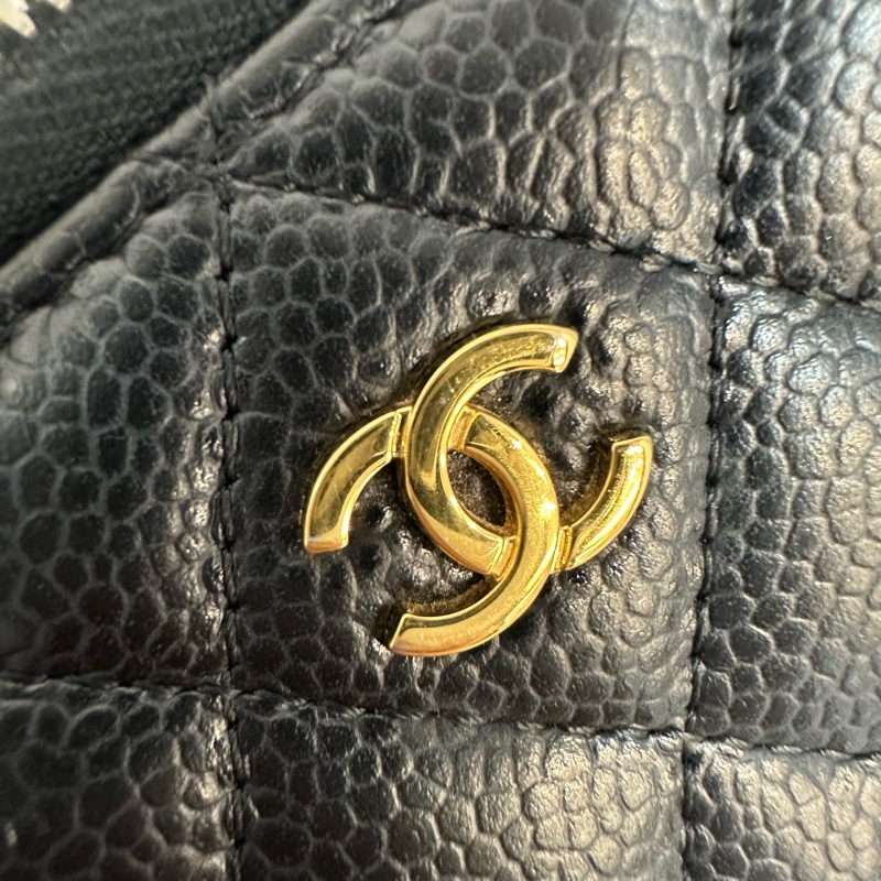 Chanel A69271 黑荔枝皮金釦拉鍊卡包 零錢包-20