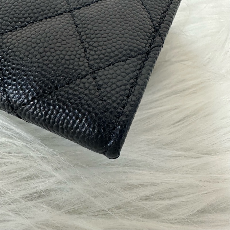 Chanel AP4178 黑荔枝皮水鑽銀雙C卡包 零錢包-5