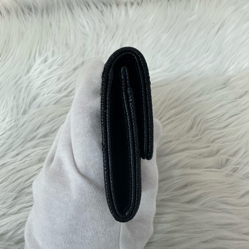 Chanel AP4178 黑荔枝皮水鑽銀雙C卡包 零錢包-7