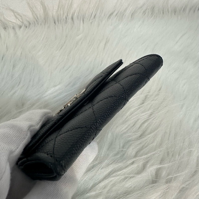 Chanel AP4178 黑荔枝皮水鑽銀雙C卡包 零錢包-14