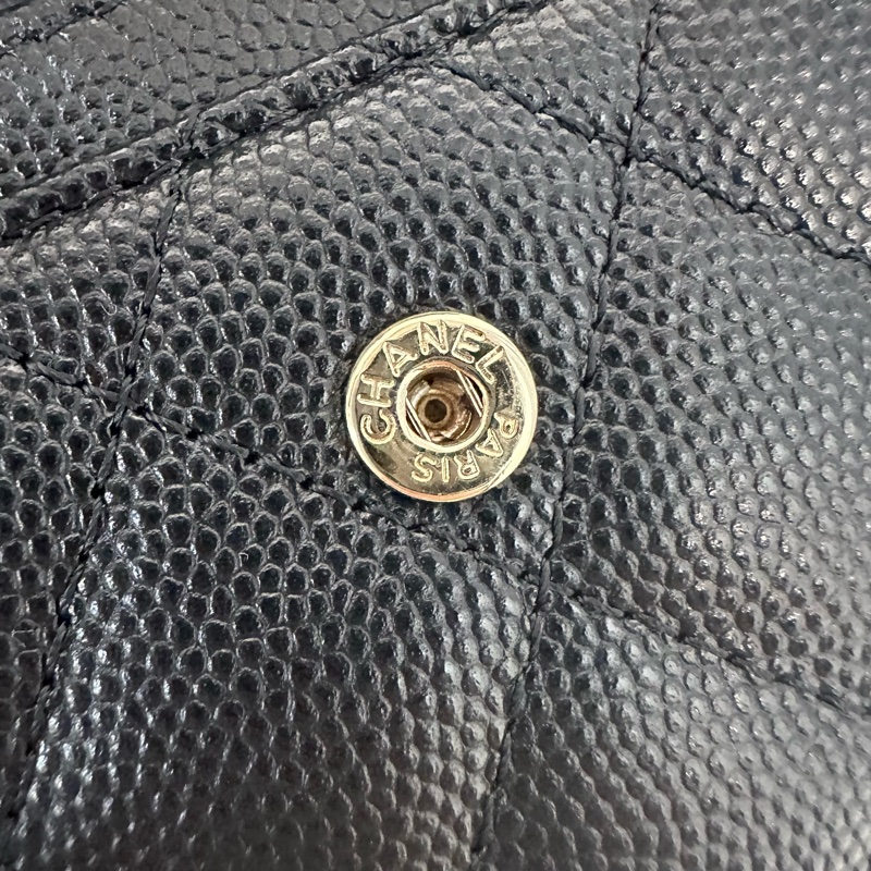 Chanel AP4178 黑荔枝皮水鑽銀雙C卡包 零錢包-16