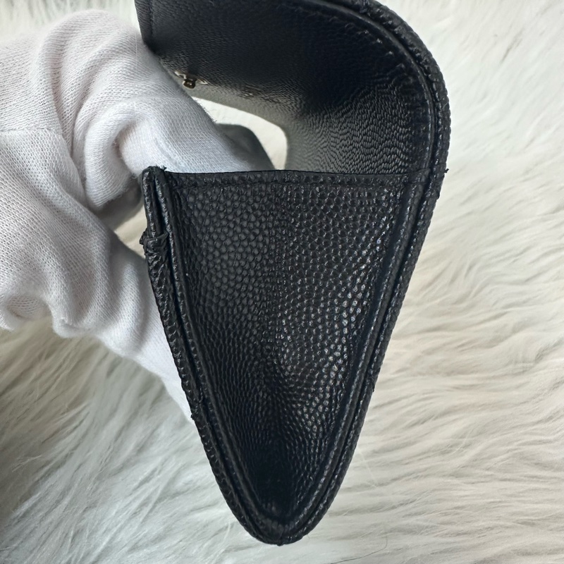 Chanel AP4178 黑荔枝皮水鑽銀雙C卡包 零錢包-20