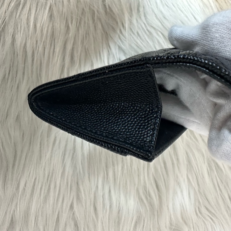 Chanel AP4178 黑荔枝皮水鑽銀雙C卡包 零錢包-21