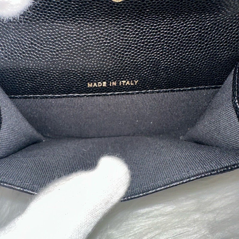 Chanel AP4178 黑荔枝皮水鑽銀雙C卡包 零錢包-26