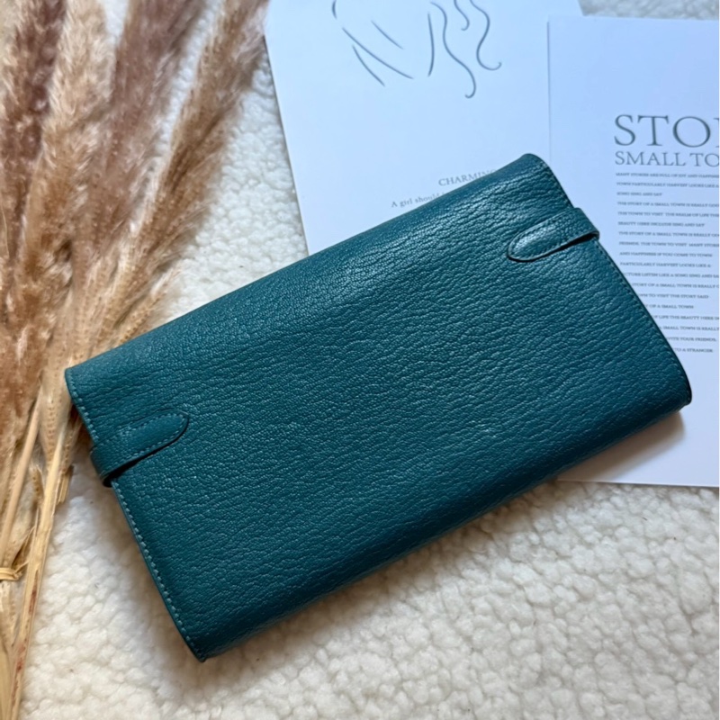 Hermes kelly 長夾 孔雀綠-1