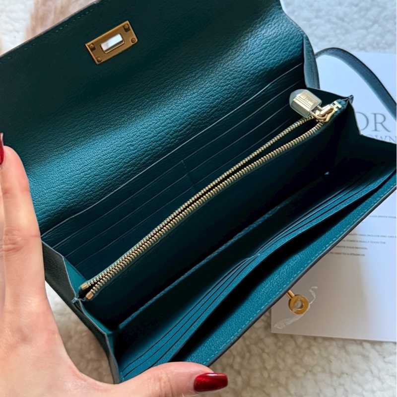 Hermes kelly 長夾 孔雀綠-8