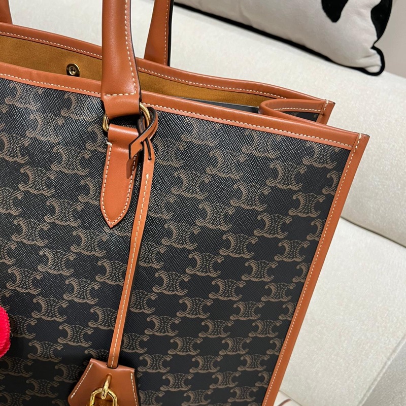 Celine horizontal cabas Triomphe Canvas Tan-5