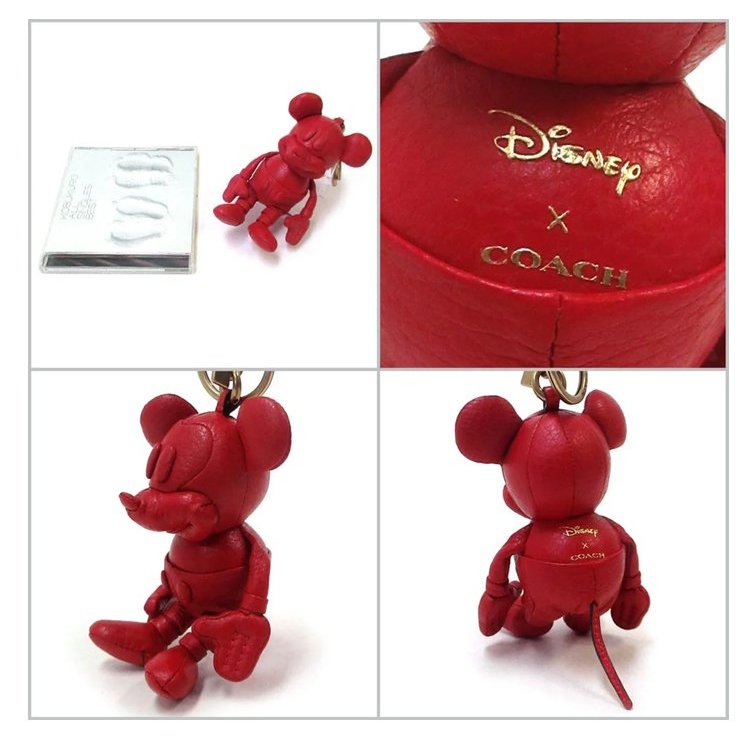 【COACH】x 迪士尼皮革米奇吊飾-紅-1