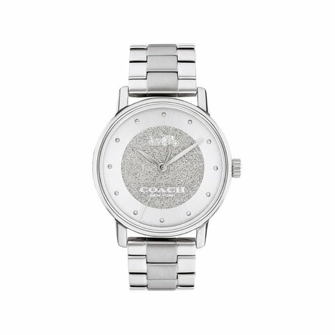 【COACH】磨砂錶盤典雅不鏽鋼腕表-銀色