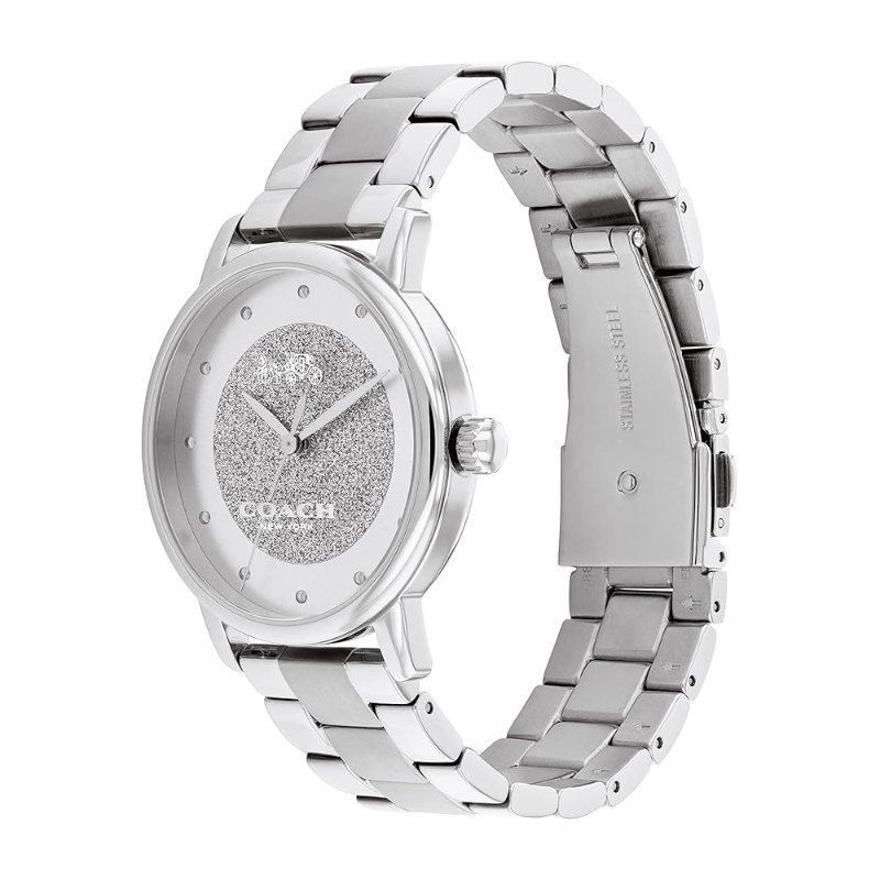 【COACH】磨砂錶盤典雅不鏽鋼腕表-銀色-4