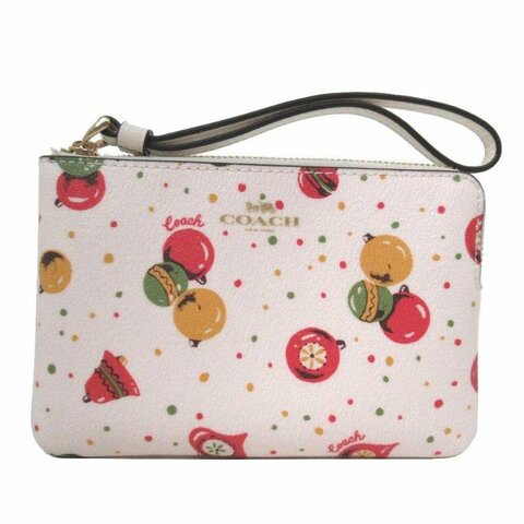 【COACH】防刮皮革L型拉鍊手拿包 -聖誕裝飾