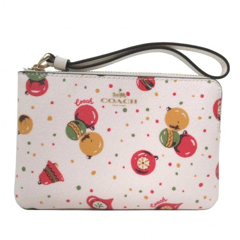 【COACH】防刮皮革L型拉鍊手拿包 -聖誕裝飾-0
