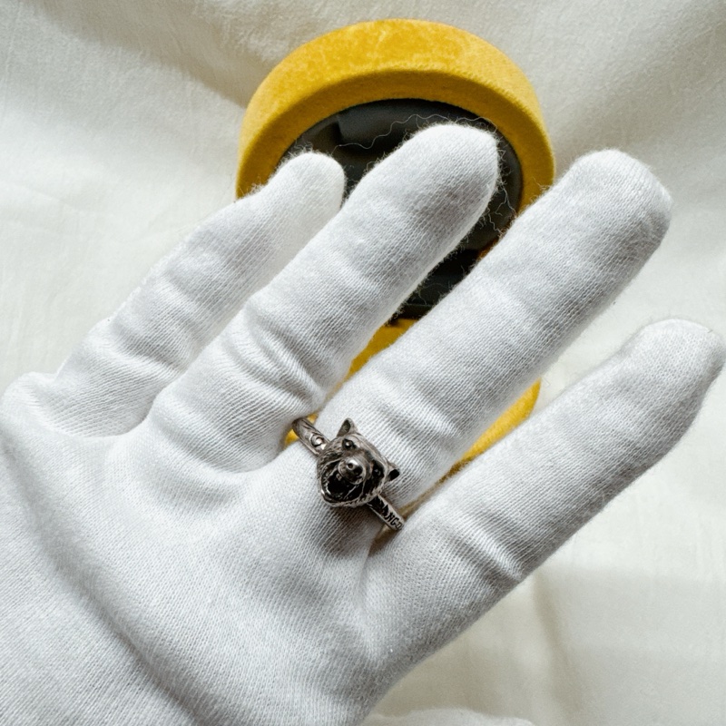 二手正品Gucci Anger Forest 灰狼頭純銀戒指 Gucci銀戒 Gucci珠寶 Gucci戒指 精品戒指-2