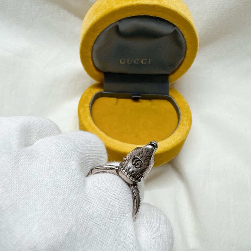 二手正品Gucci Anger Forest 灰狼頭純銀戒指 Gucci銀戒 Gucci珠寶 Gucci戒指 精品戒指-11