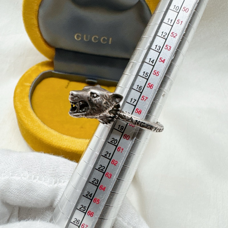 二手正品Gucci Anger Forest 灰狼頭純銀戒指 Gucci銀戒 Gucci珠寶 Gucci戒指 精品戒指-13