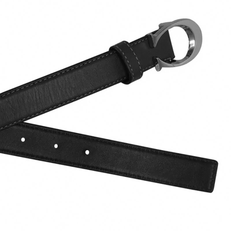 【COACH】LOGO皮革窄版皮帶-黑色-1