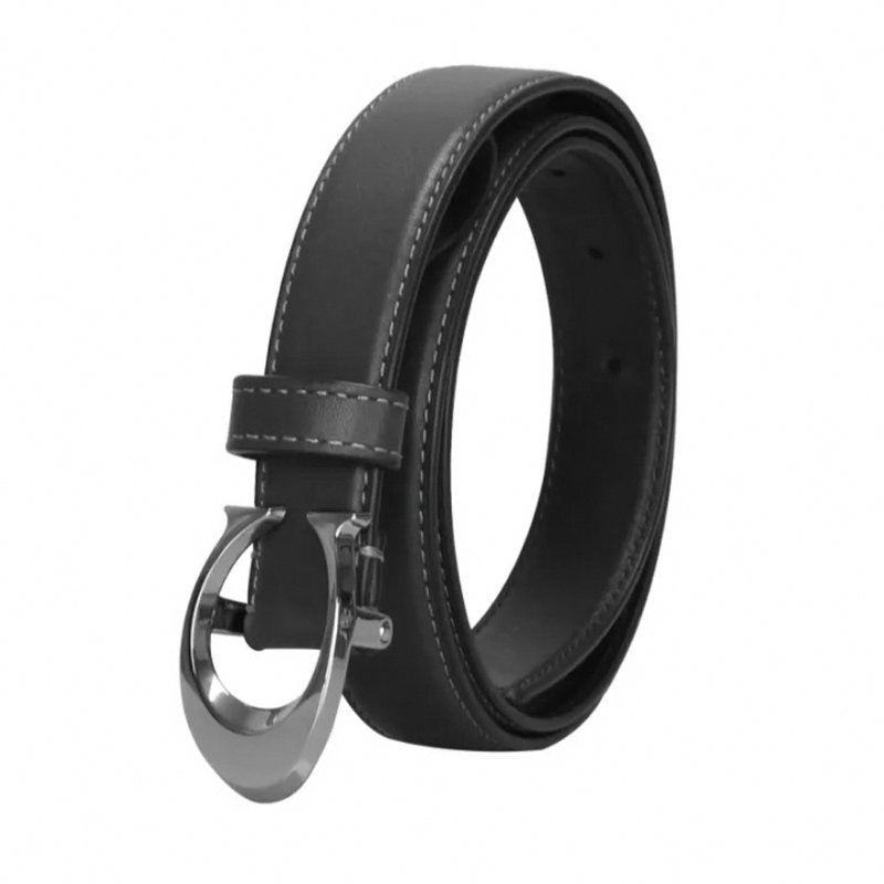 【COACH】LOGO皮革窄版皮帶-黑色-3