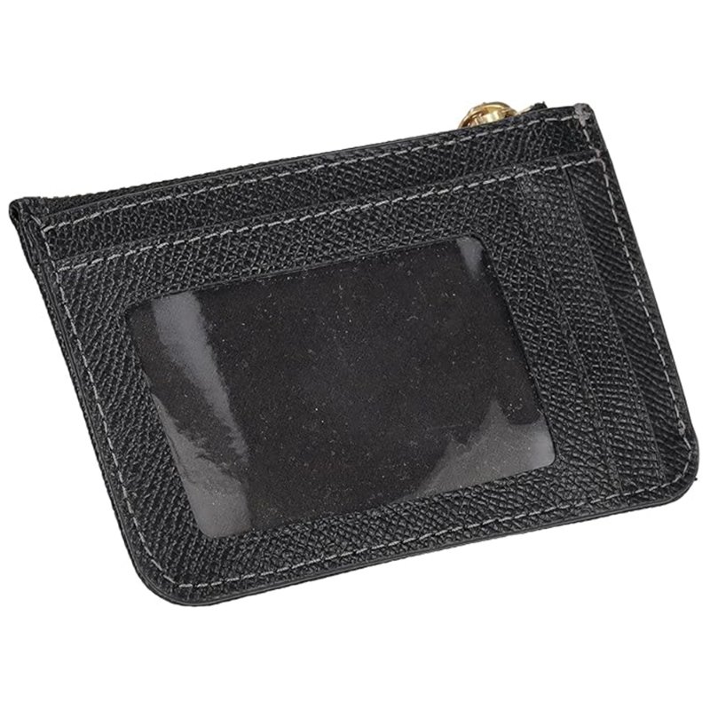 【COACH】素面皮革證件包-黑-4