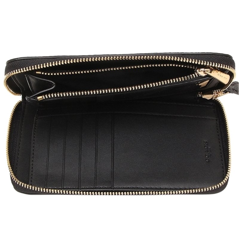 【COACH】素面荔枝紋皮革中夾-黑-2